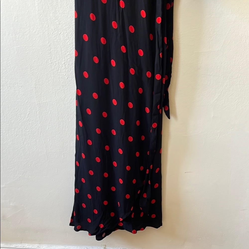 Ganni Black and Red Cowl Neck Wrap Dress - Picture 5 of 8